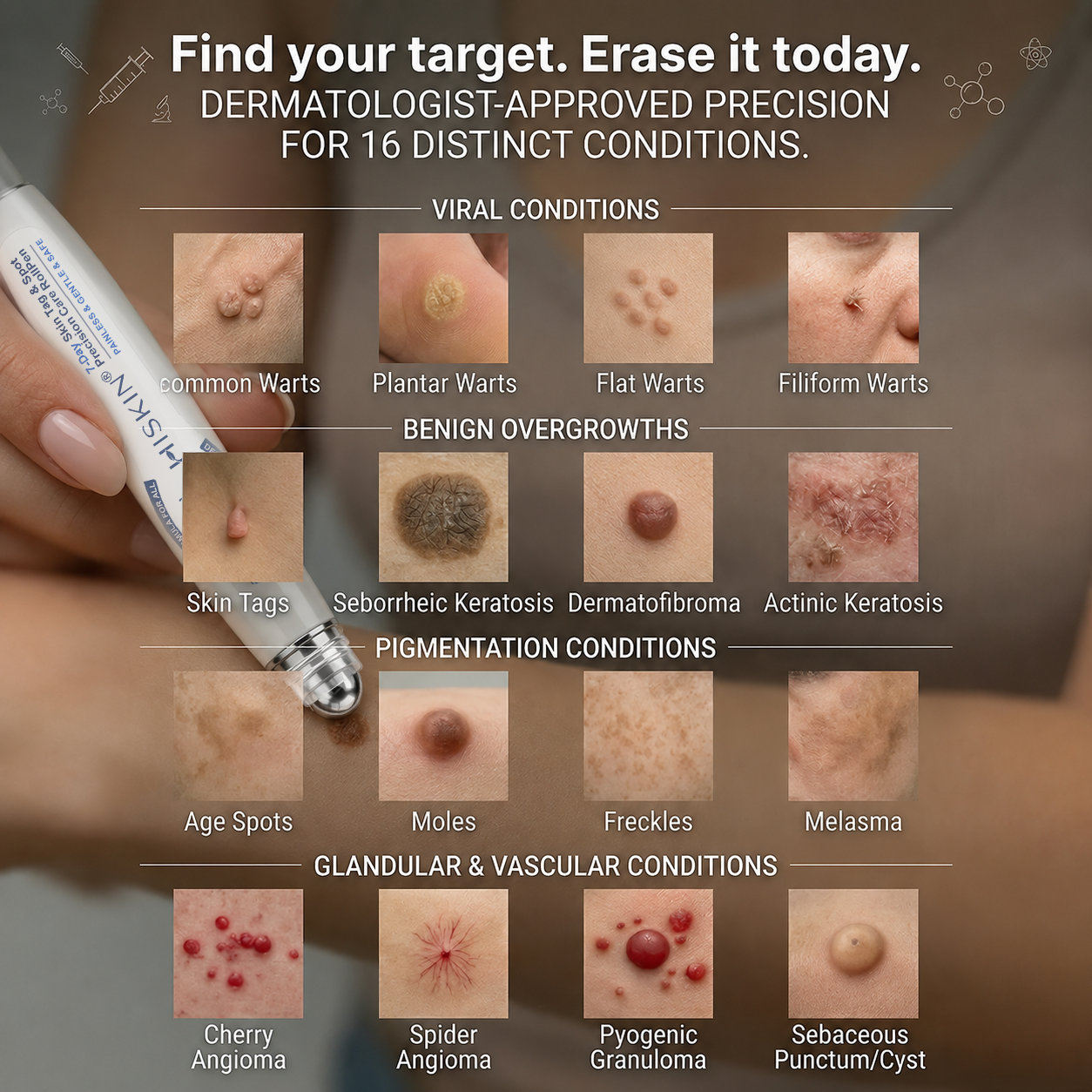 𝐇𝐈𝐒𝐊𝐈𝐍®🏥 𝟕-𝐃𝒂𝘆 𝐒𝗸𝐢𝐧 𝐓𝒂𝗴 & 𝐒𝐩𝙤𝐭 𝐄𝐫𝒂𝐬𝙚𝐫 Painless & Scar-Free Advanced Imperfection Removal Rollerball Pen