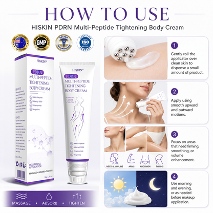 HISKIN® PDRN Multi-Peptide Massaging Body Roller Cream- ✨𝐀𝐧𝐭𝐢-𝐚𝐠𝐢𝐧𝐠, Hydrating, Skin Firming & Lifting, Skin Repair, Even Tone, Acne and Dark Spot Treatment, Wart and Mole Removal, and Psoriasis Relief